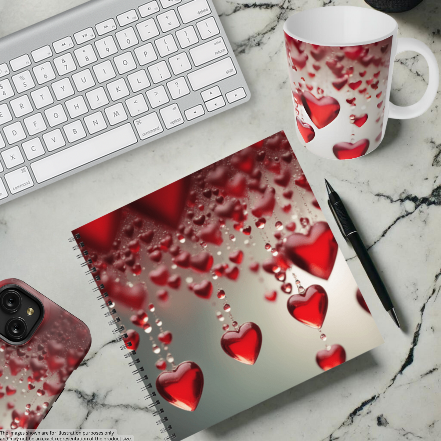Red Heart Rain 8.5"x8.5" Hardcover Notebook
