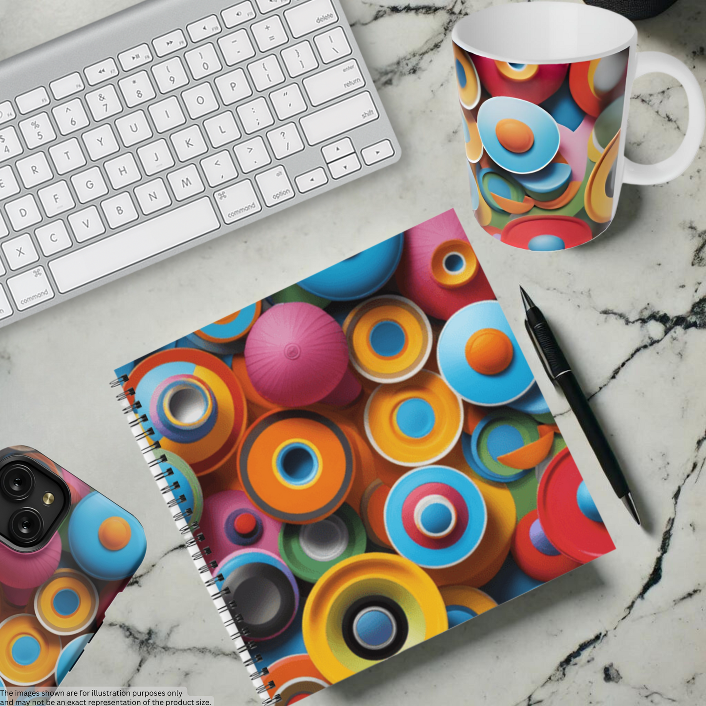 Retro Rings 8.5"x8.5" Hardcover Notebook
