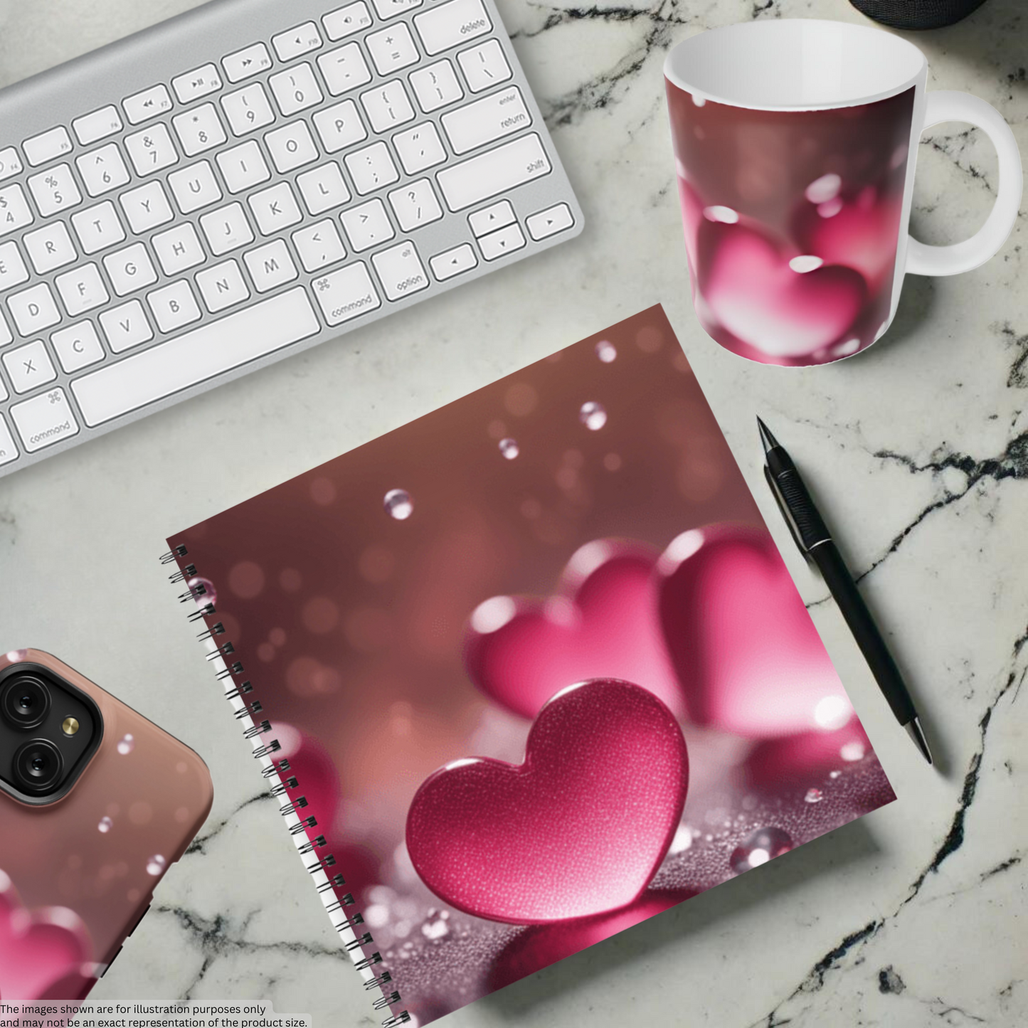 Romantic Heart Splash 8.5"x8.5" Hardcover Notebook