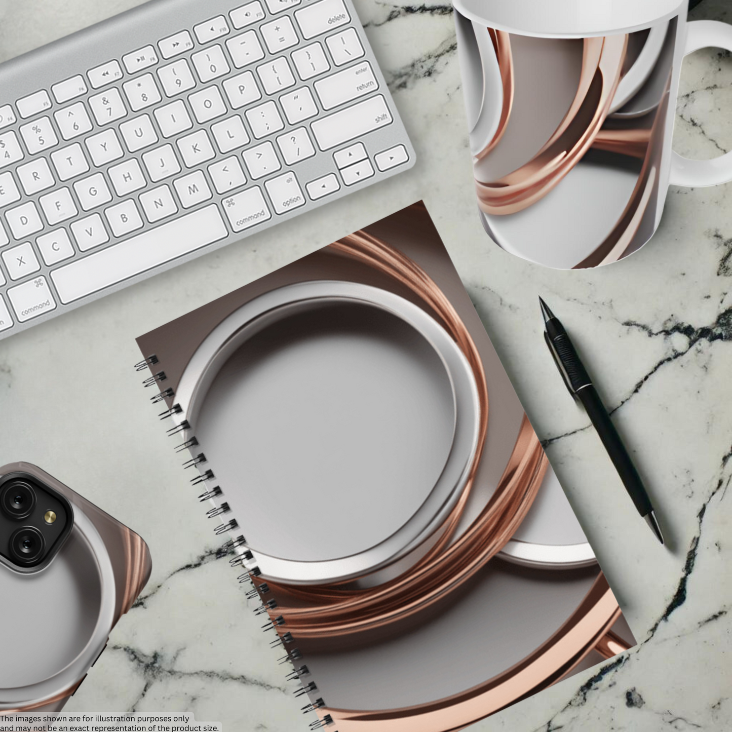 Rose Gold Waves 5.5"x8.5" Hardcover Notebook