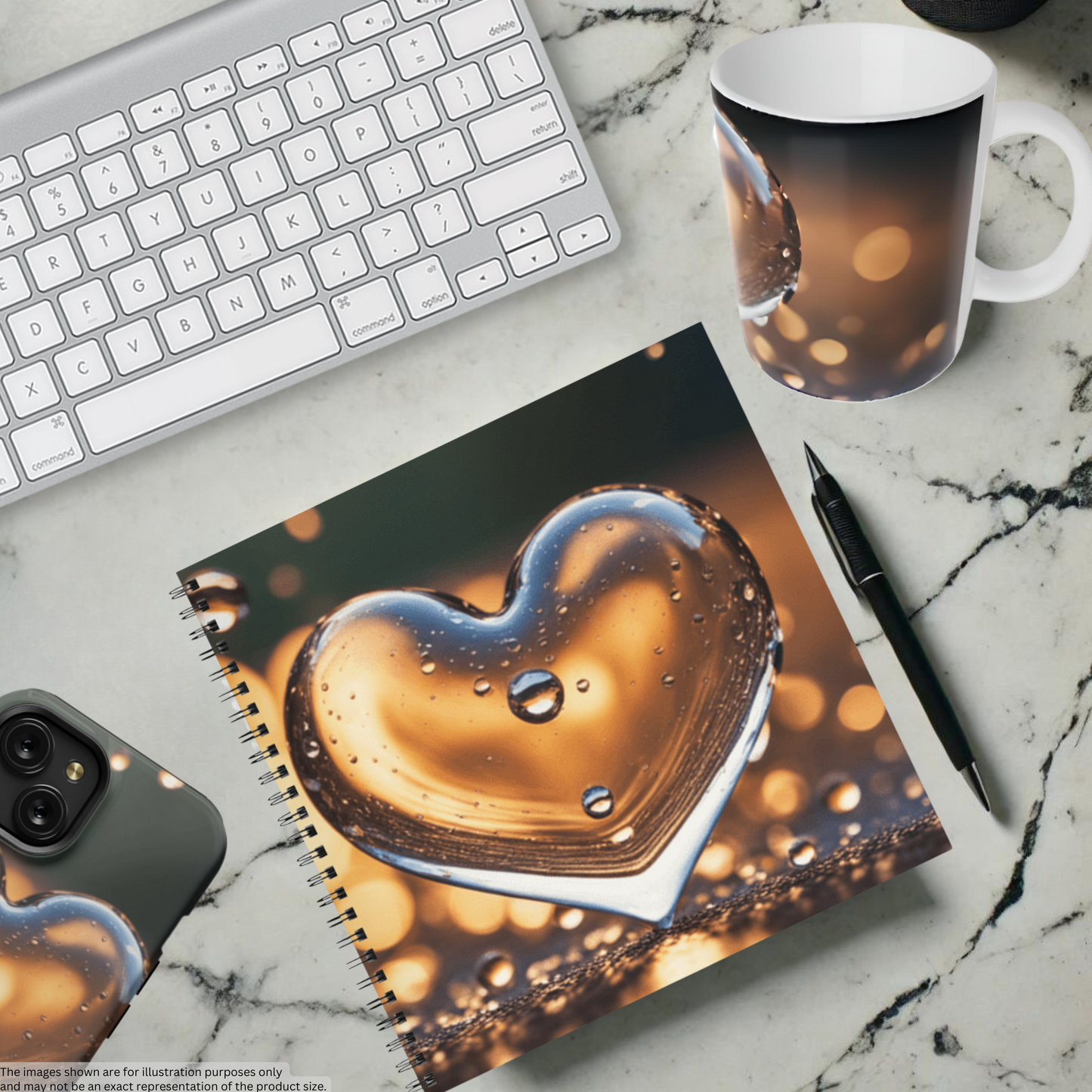 Sunset Heart Splash 8.5"x8.5" Hardcover Notebook
