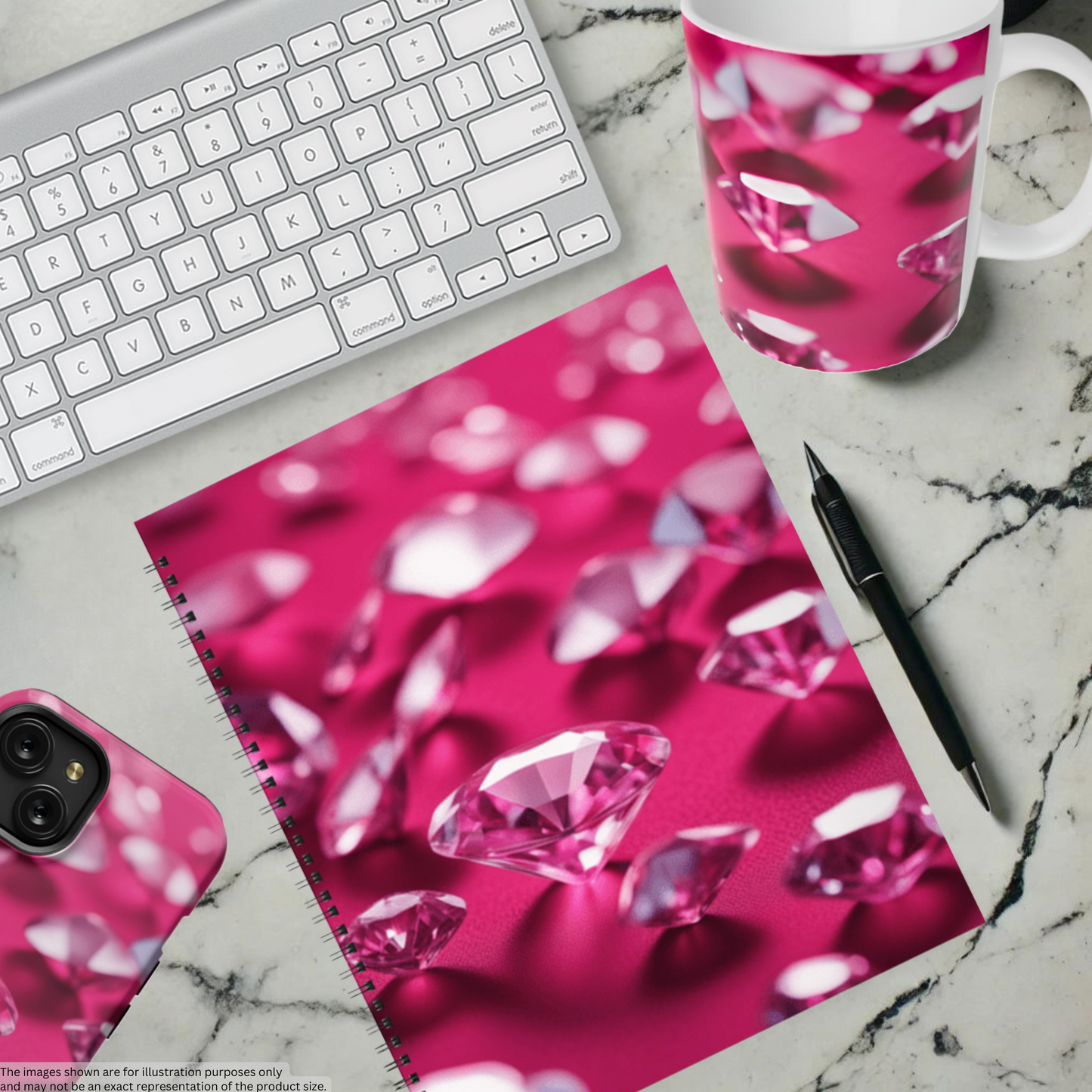 Pink Diamond Sparkle 8.5"x11" Hardcover Notebook