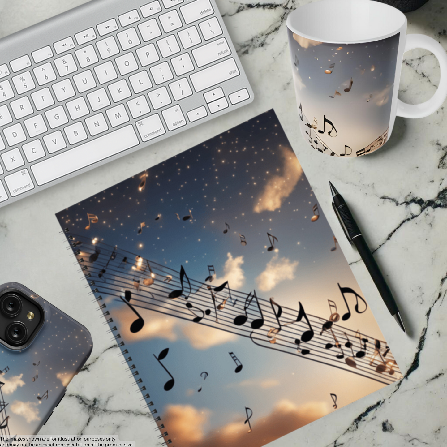 Musical Euphoria 8.5"x11" Hardcover Notebook
