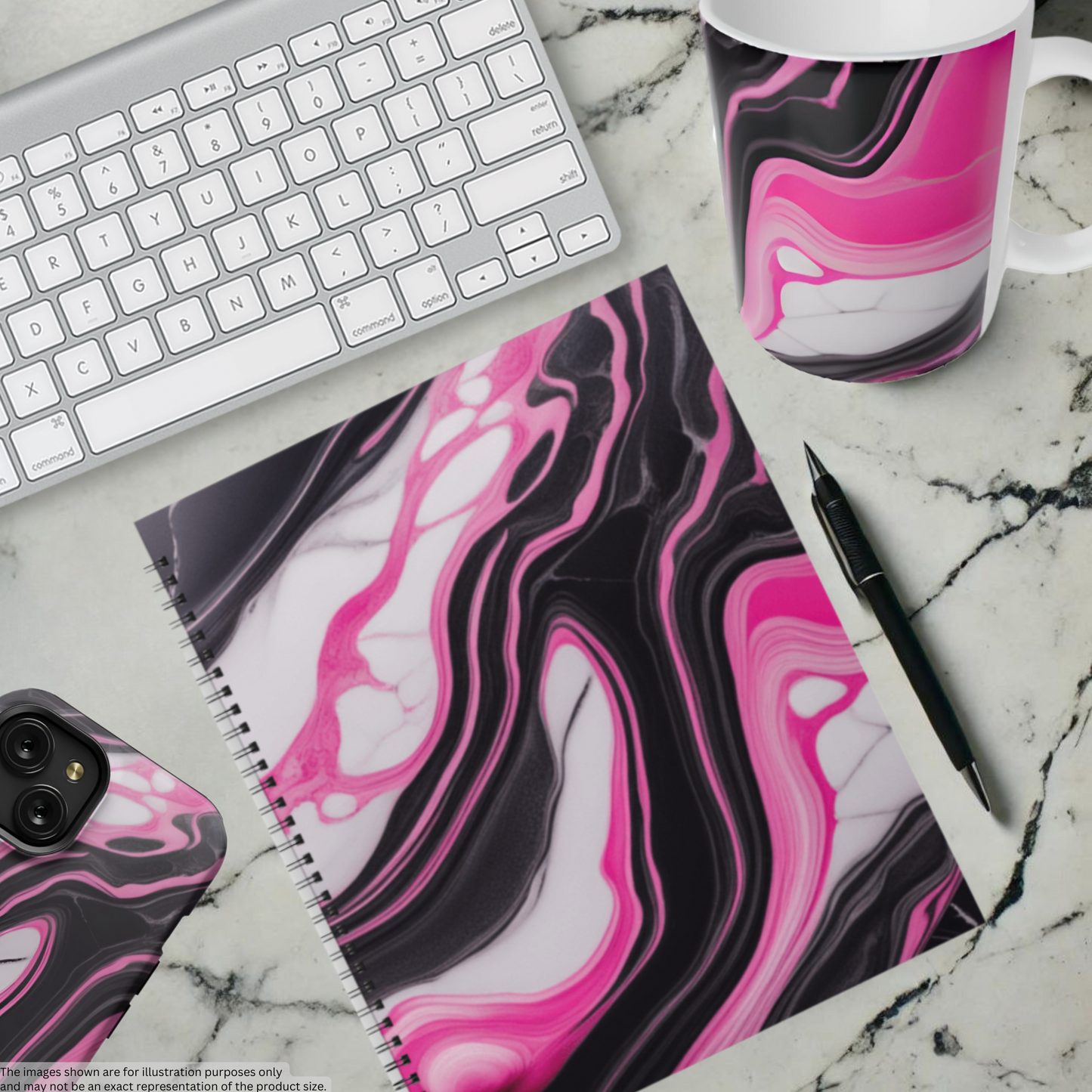 Pink Marble Rush 8.5"x11" Hardcover Notebook