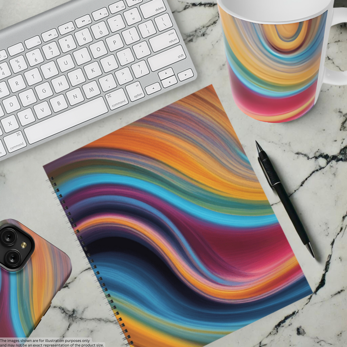 Cosmic Waves 8.5"x11" Hardcover Notebook
