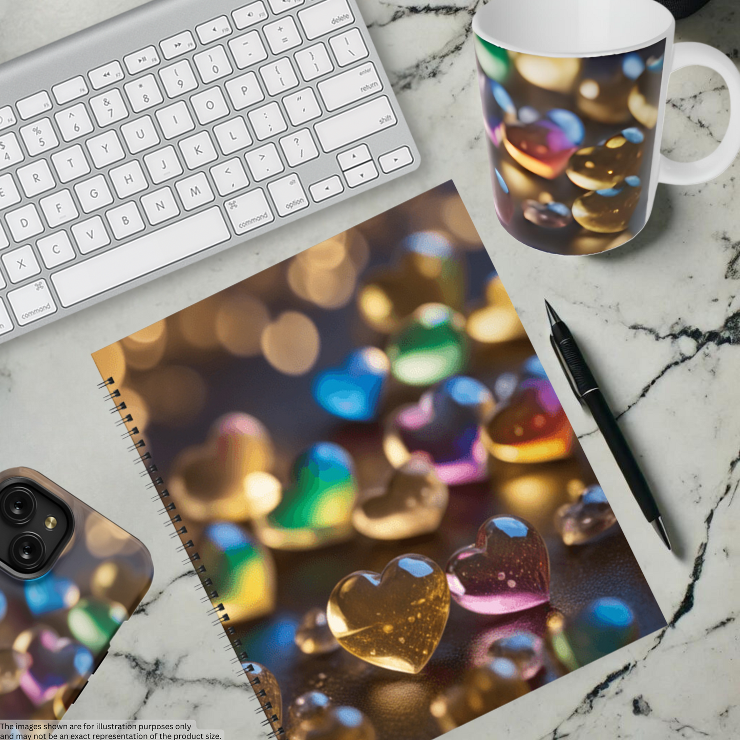 Golden Love Glow 8.5"x11" Hardcover Notebook