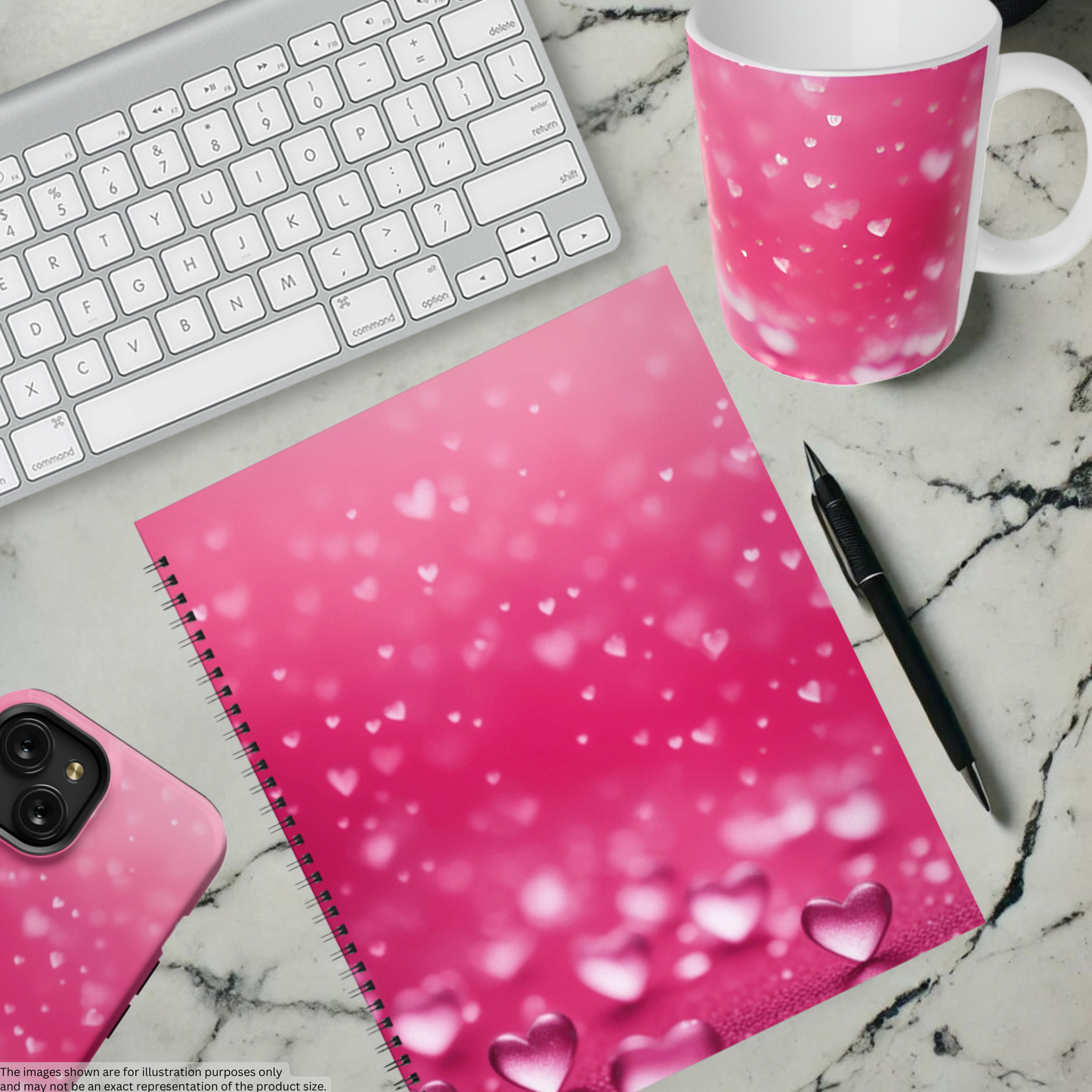 Pink Heart Dream 8.5"x11" Hardcover Notebook