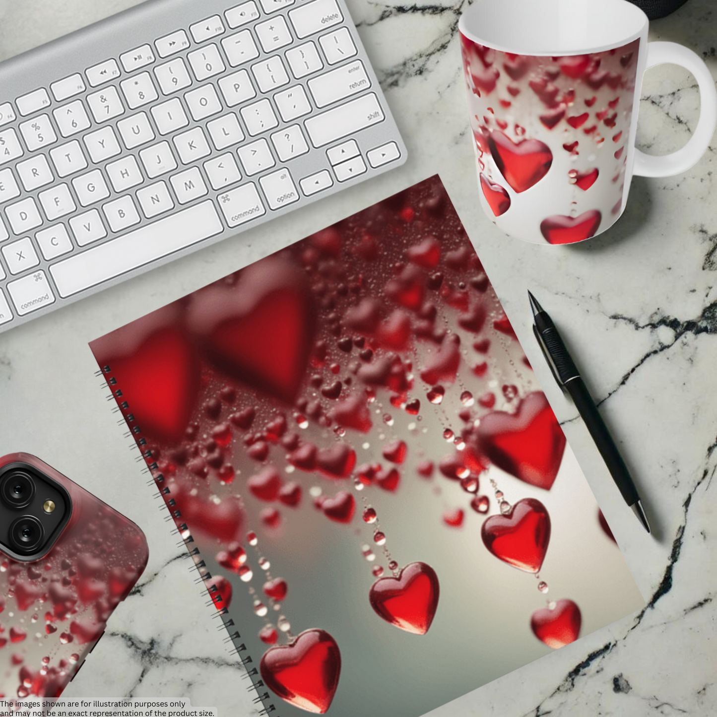 Red Heart Rain 8.5"x11" Hardcover Notebook