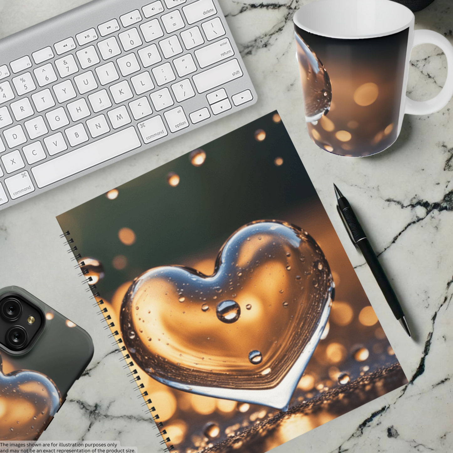 Sunset Heart Splash 8.5"x11" Hardcover Notebook