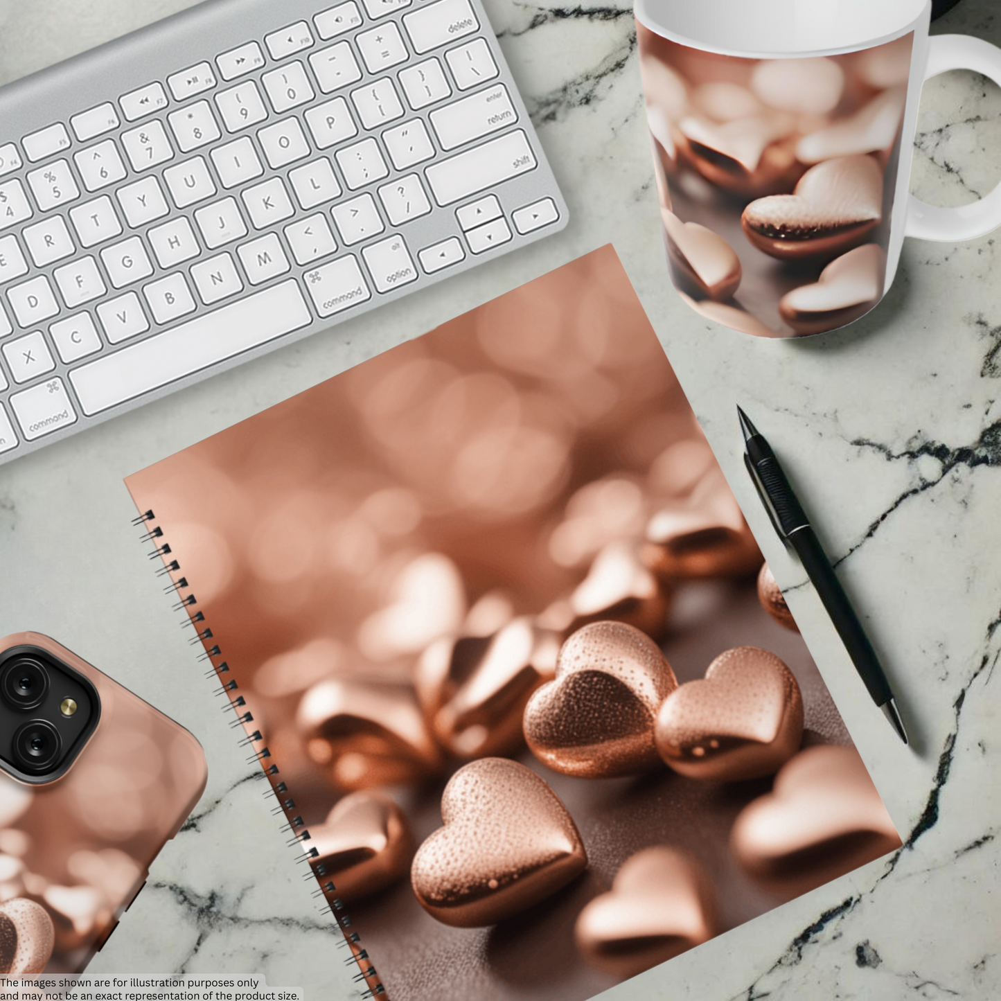 Bronzed Hearts 8.5"x11" Hardcover Notebook