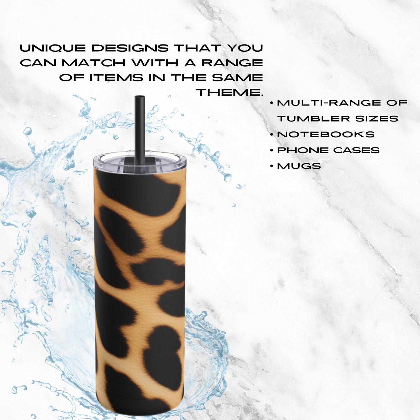Cheetah Charm 20oz Skinny Tumbler - With Straw