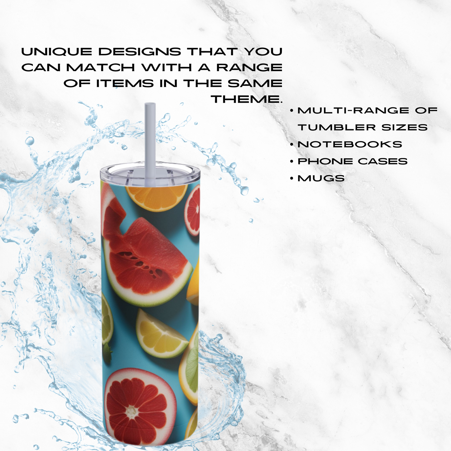 Citrus Splash 20oz Skinny Tumbler - With Straw