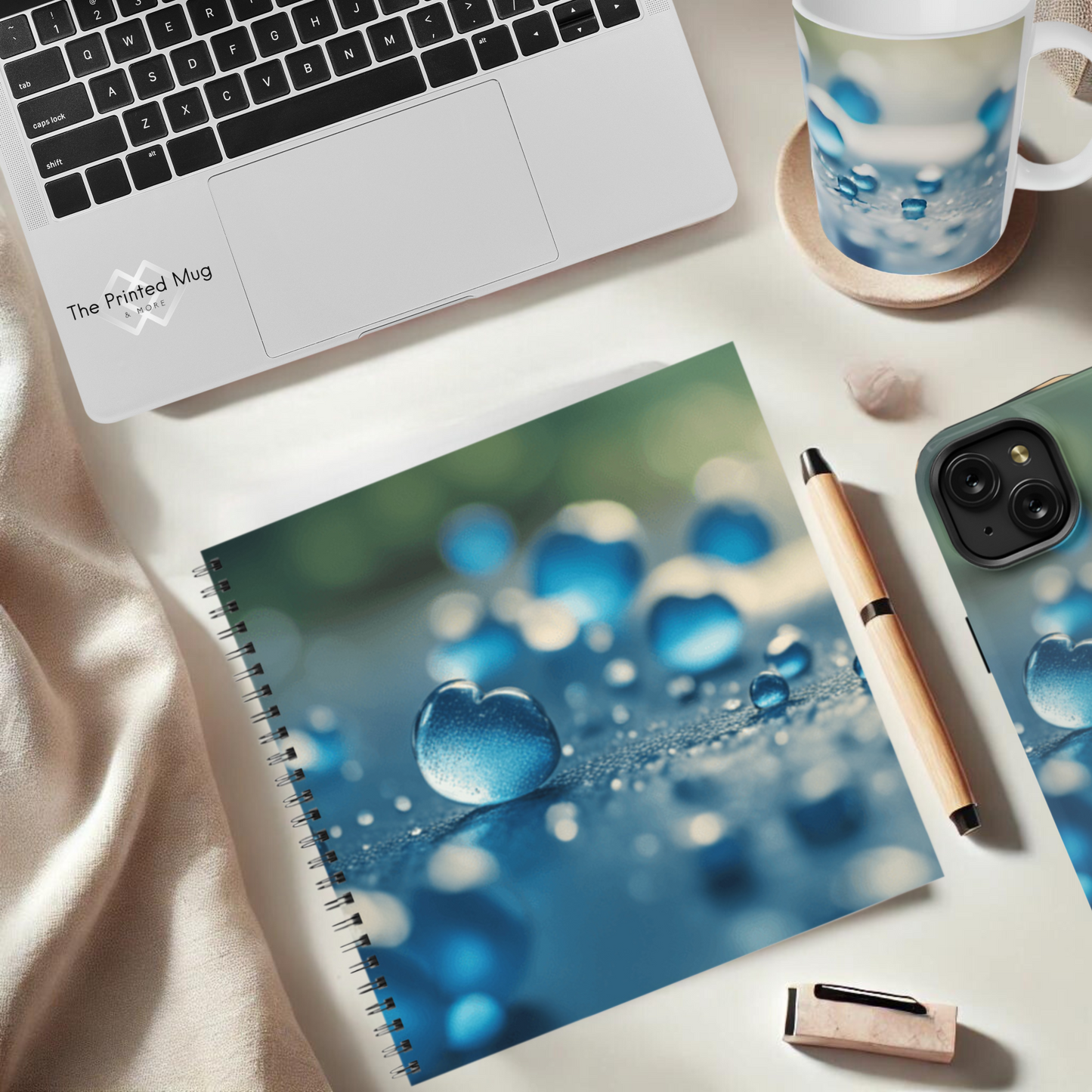 Blue Love Drops 8.5"x8.5" Hardcover Notebook