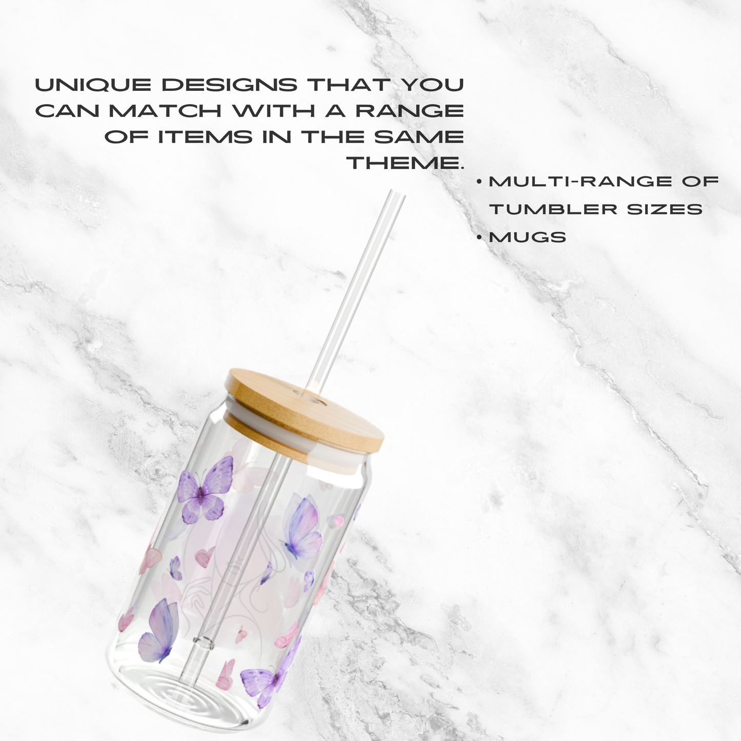 Butterfly Dreams 16oz Glass Tumbler | Soda Can