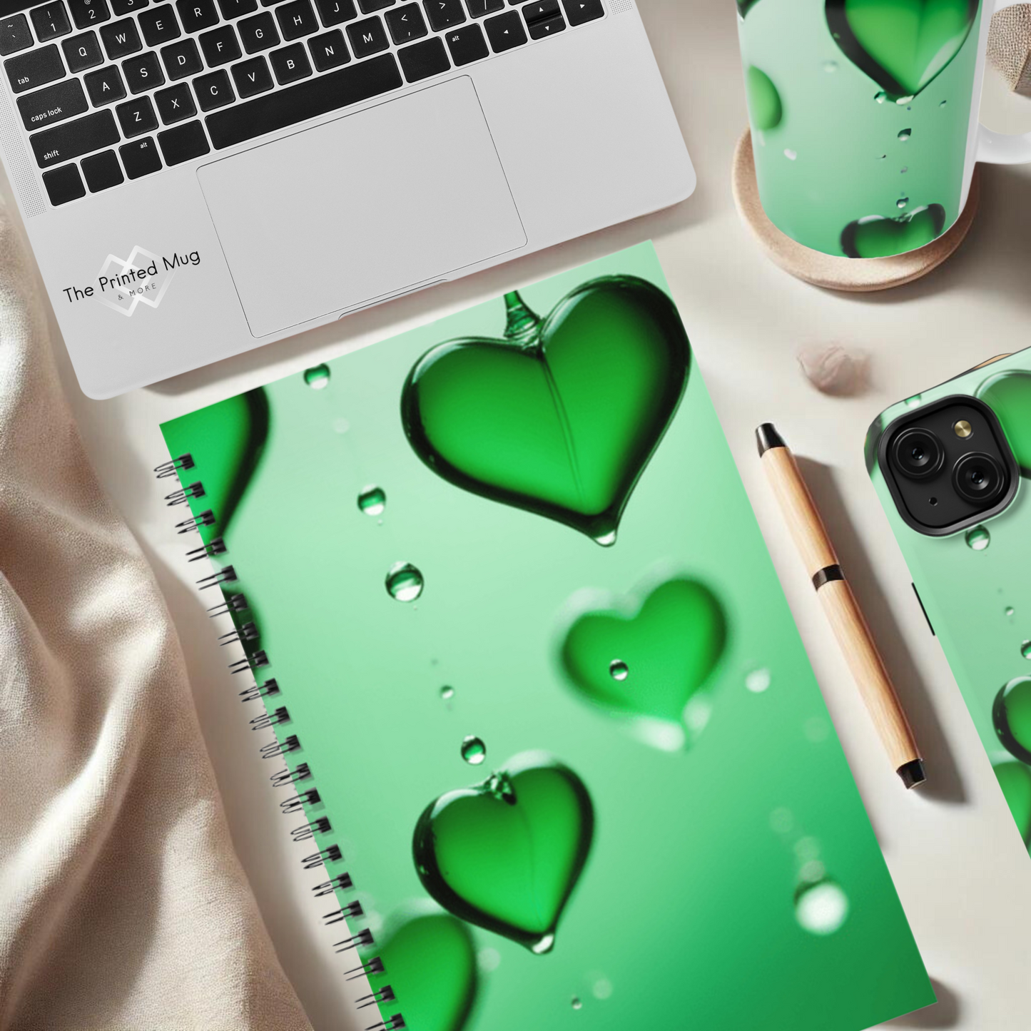 Emerald Heart Drops 5.5"x8.5" Hardcover Planner