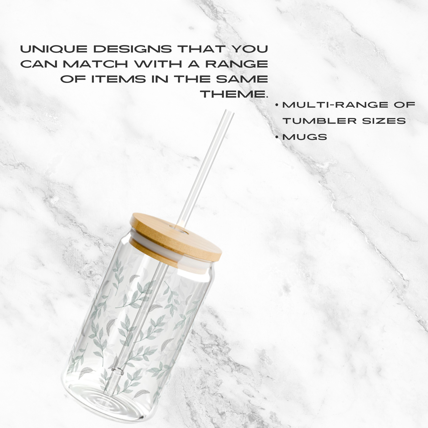 Eucalyptus Breeze 16oz Glass Tumbler | Soda Can