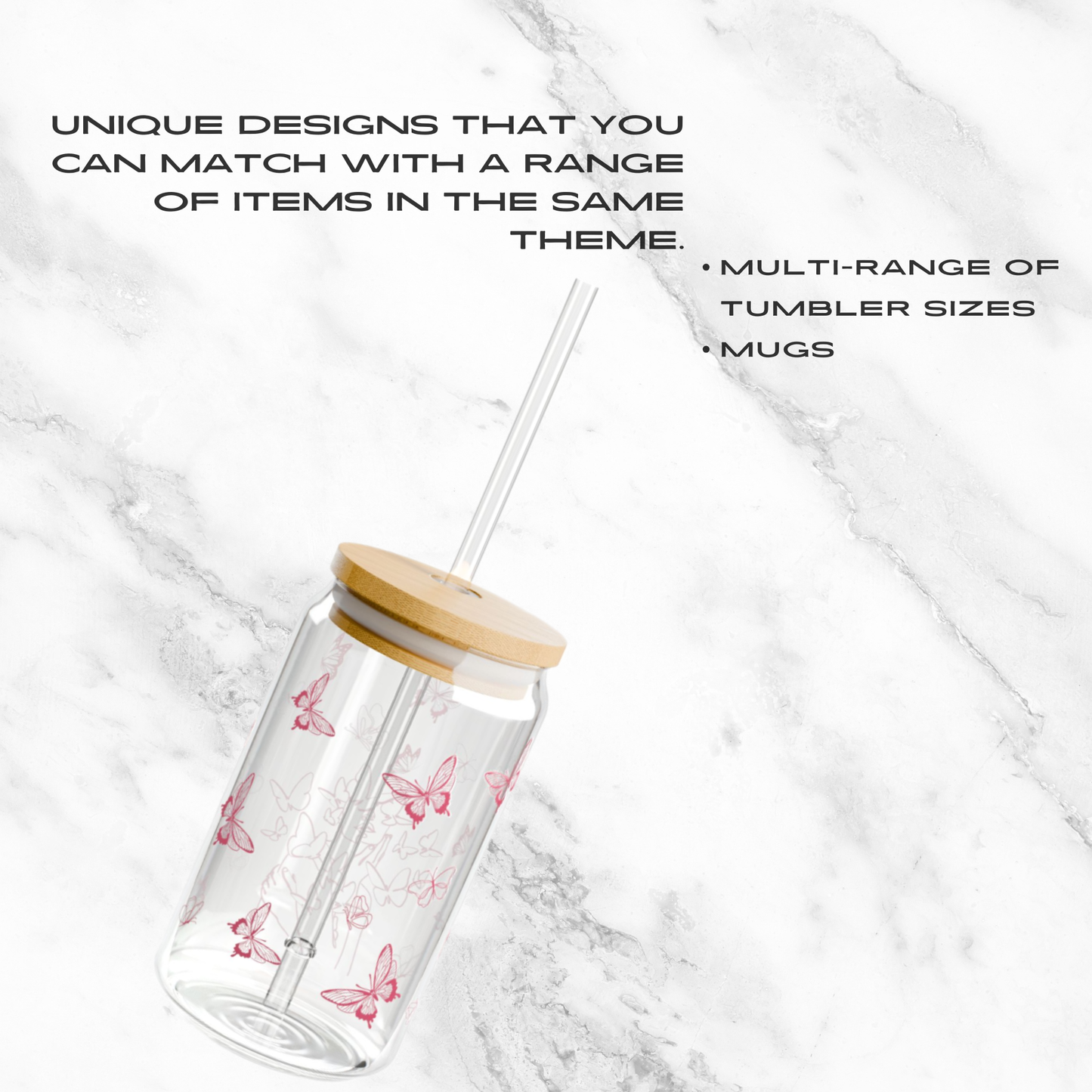 Fluttering Dreams 16oz Glass Tumbler | Soda Can