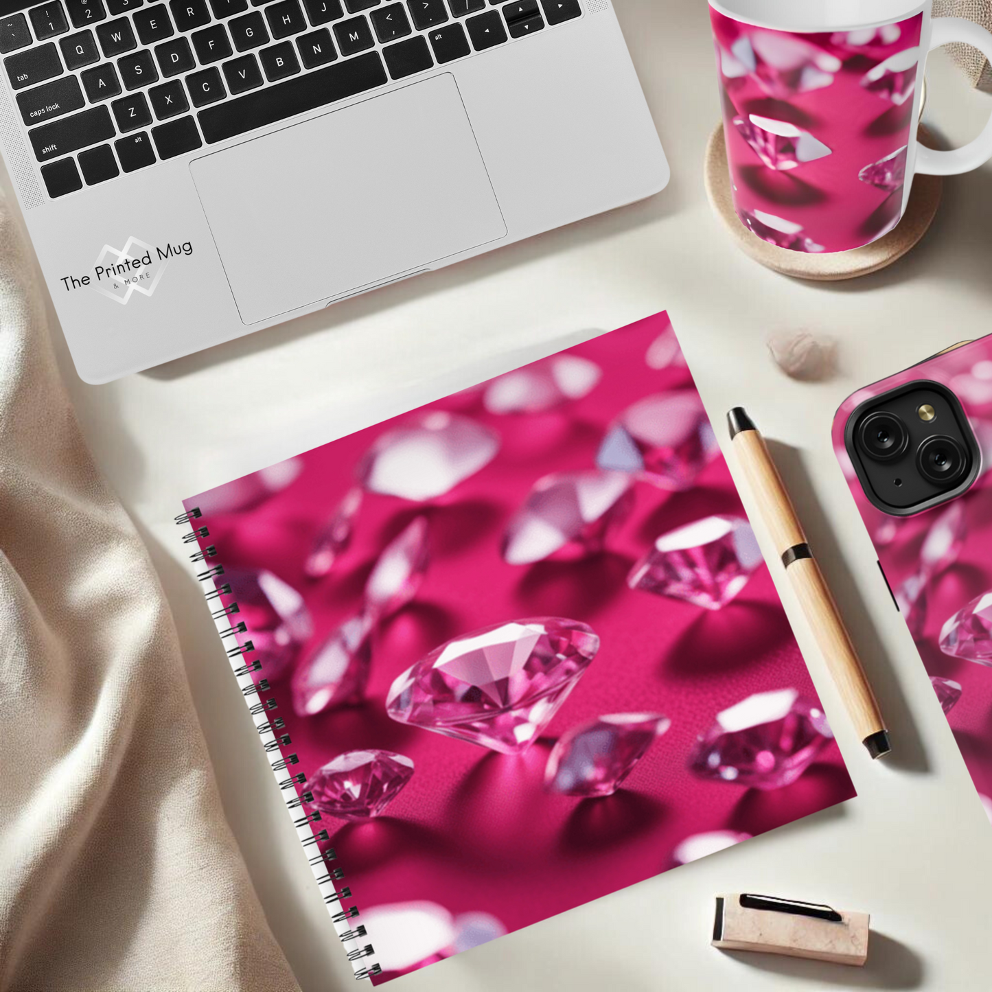 Pink Diamond Sparkle 8.5" x 8.5" Hardcover Notebook