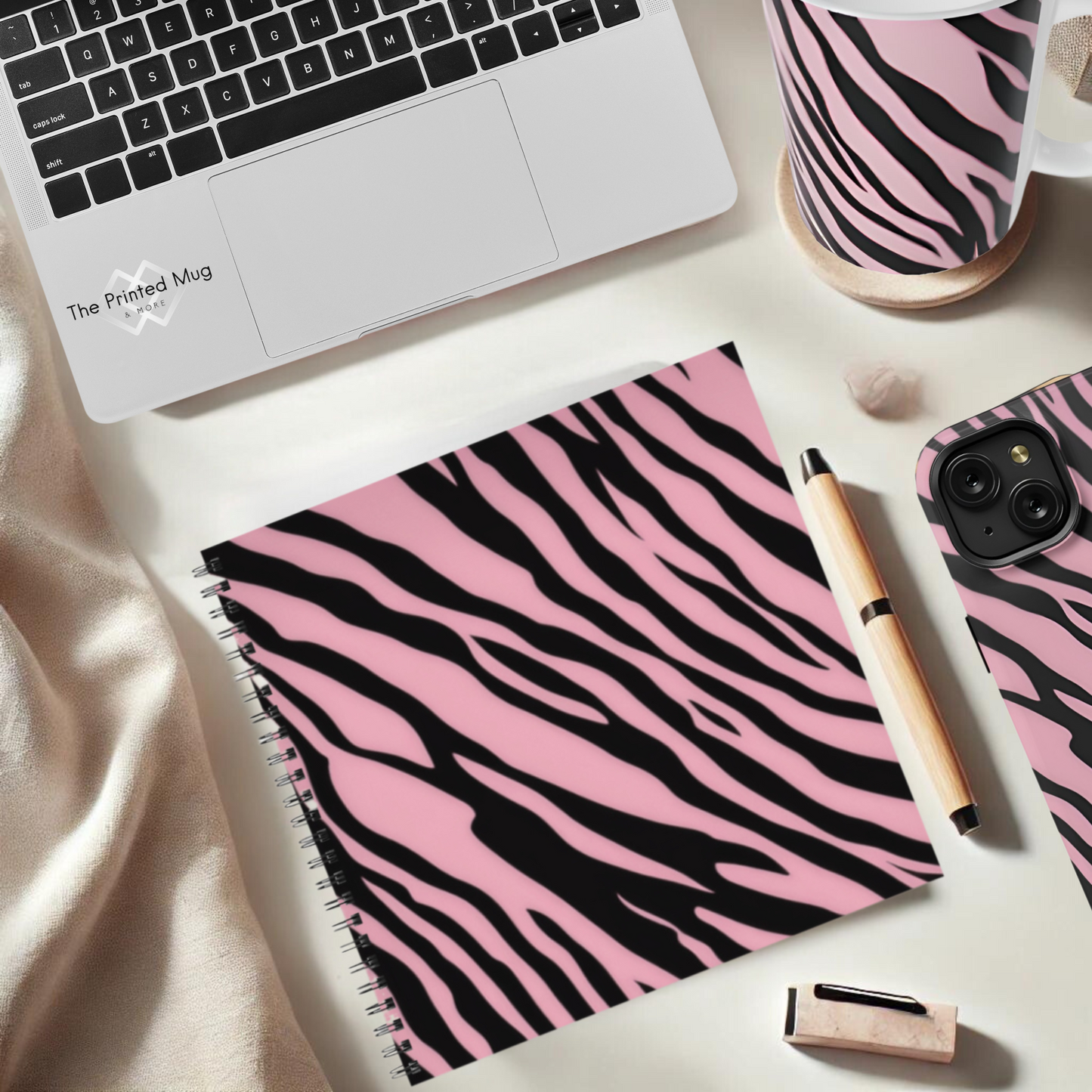 Pink Zebra Rush 8.5”x8.5” Hardcover Notebook