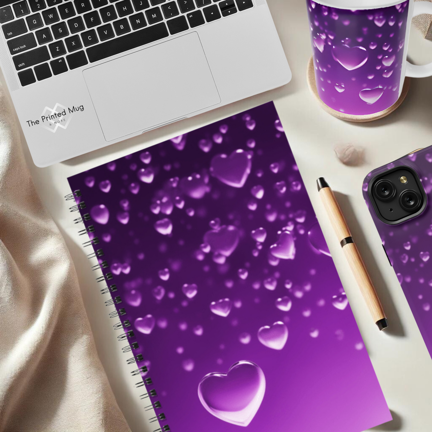 Purple Heart Shower 5.5"x8.5" Hardcover Notebook