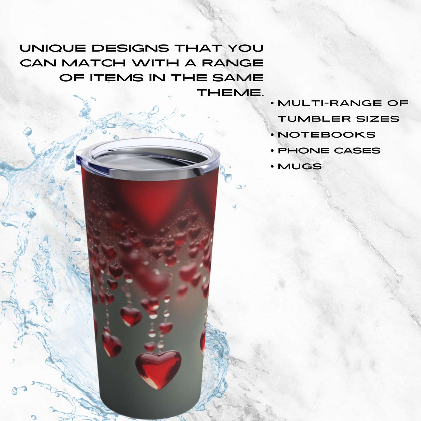 Red Heart Rain 20oz Tumbler