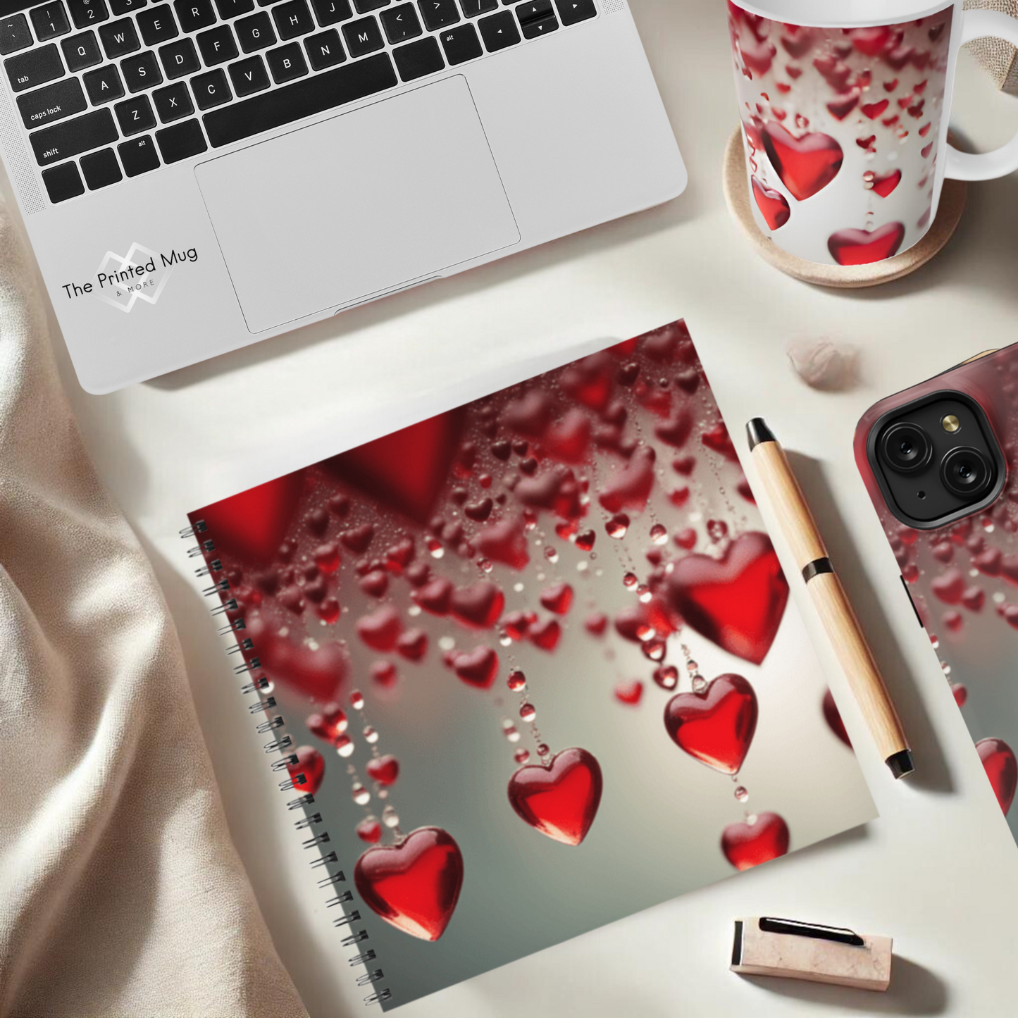 Red Heart Rain 8.5"x8.5" Hardcover Notebook
