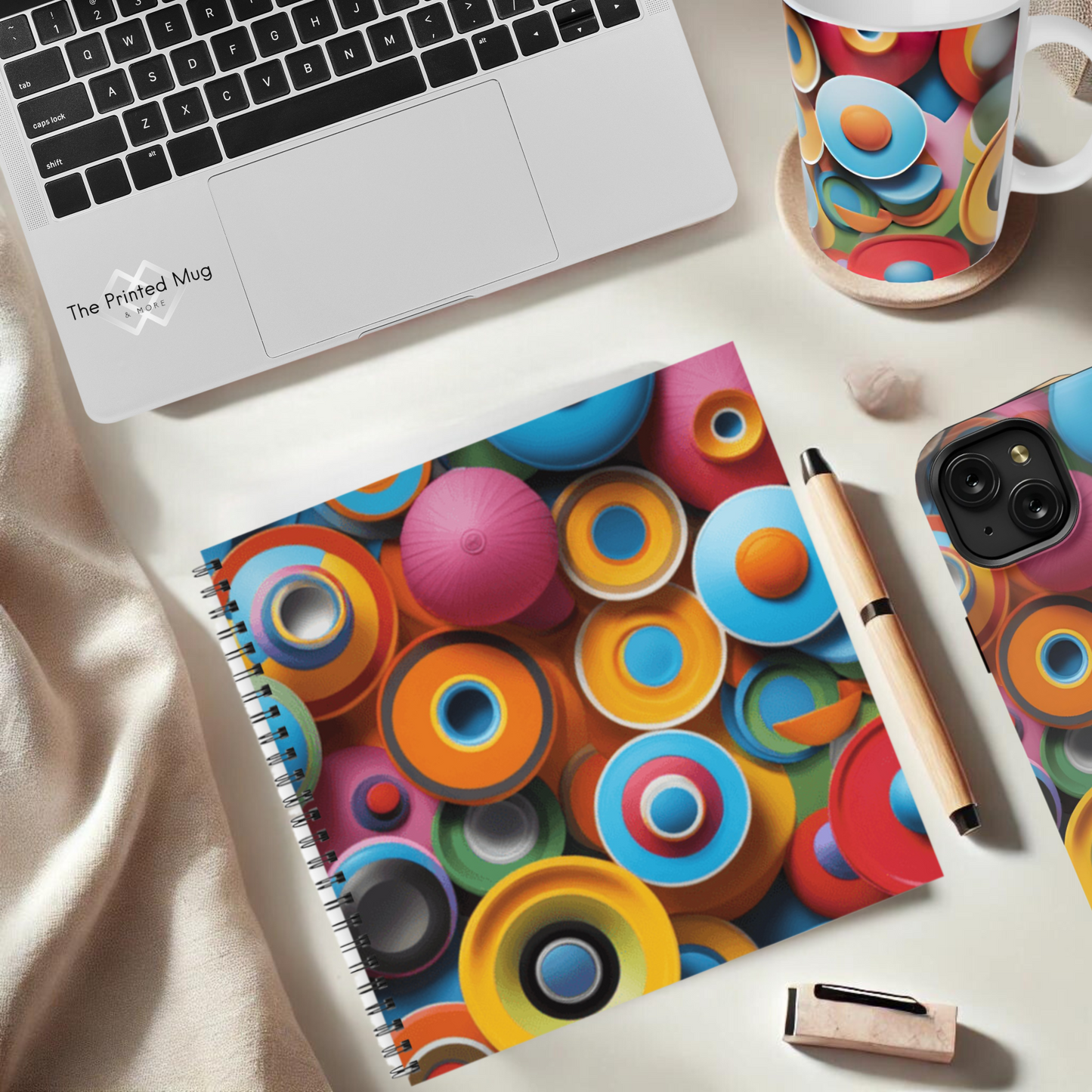 Retro Rings 8.5"x8.5" Hardcover Notebook