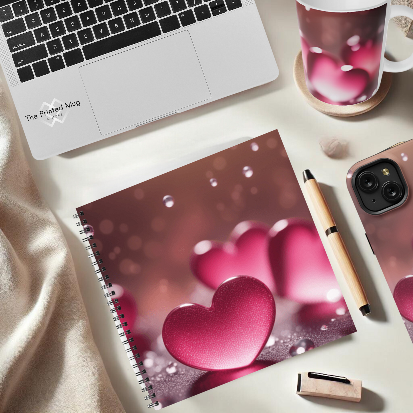 Romantic Heart Splash 8.5"x8.5" Hardcover Notebook