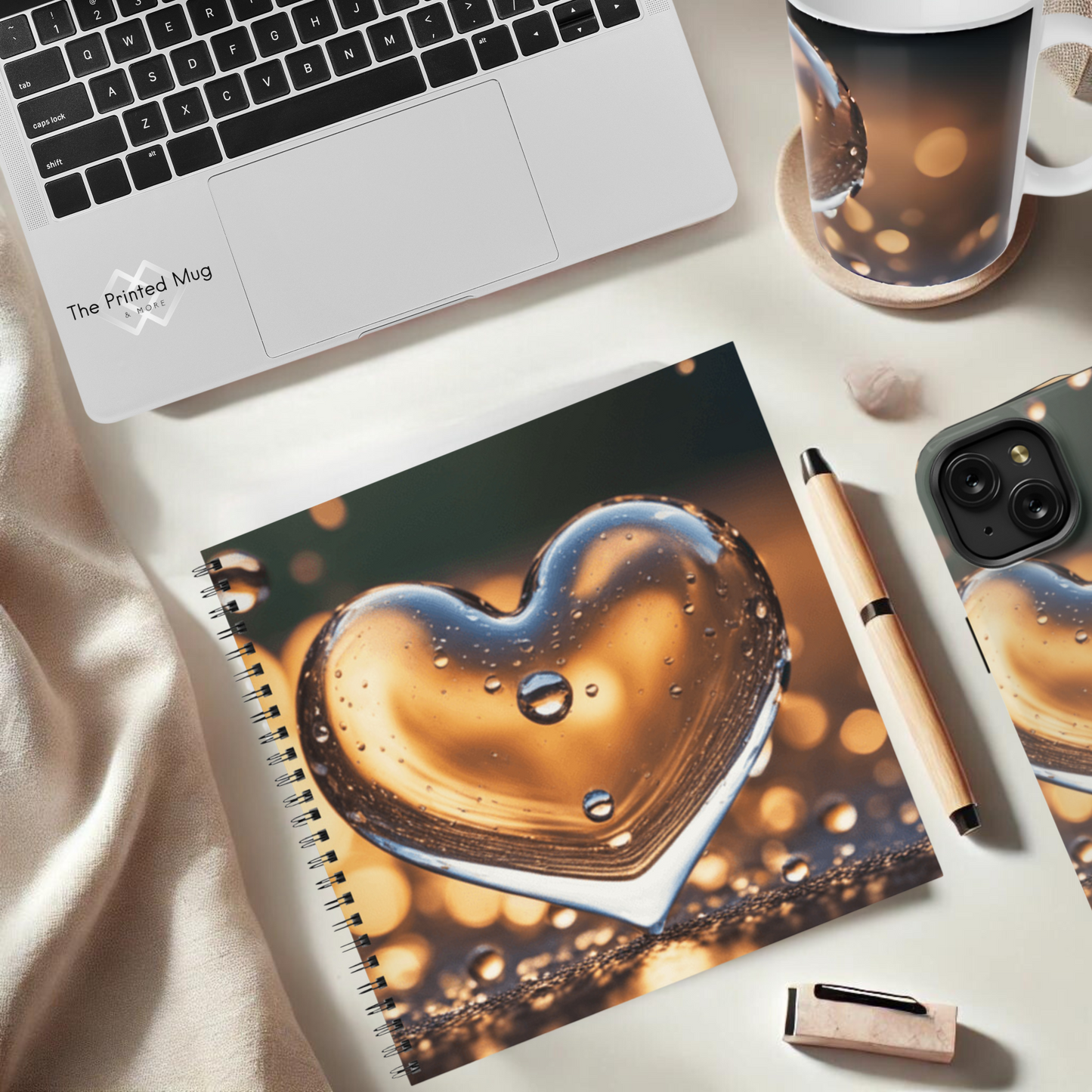 Sunset Heart Splash 8.5"x8.5" Hardcover Notebook