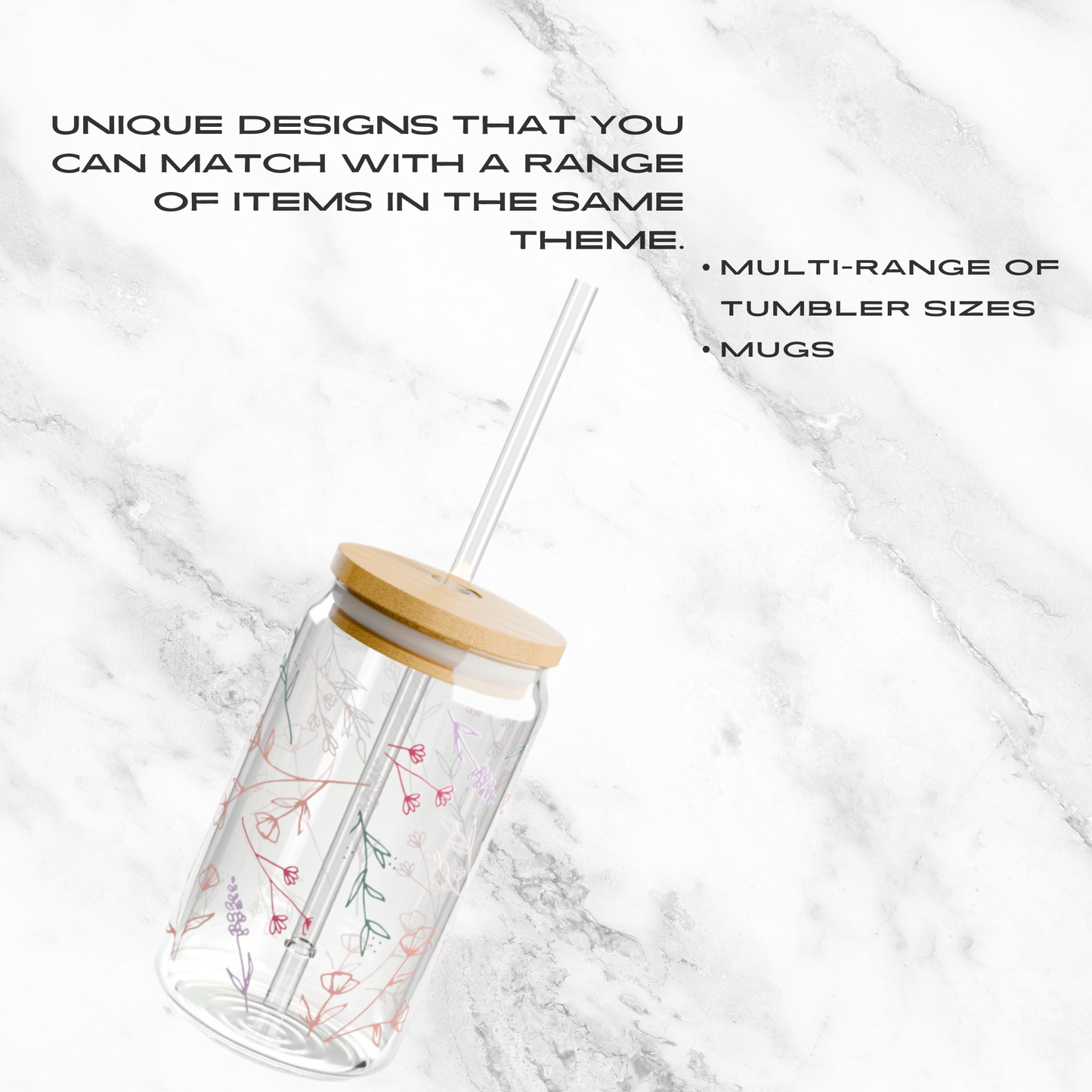 Wildflower Fields 16oz Glass Tumbler | Soda Can