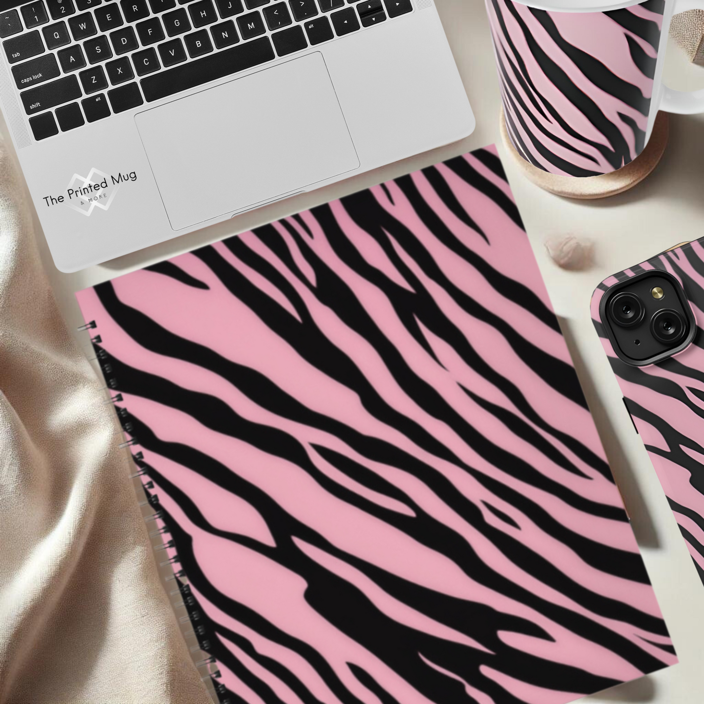 Pink Zebra Rush 8.5”x11” Hardcover Notebook