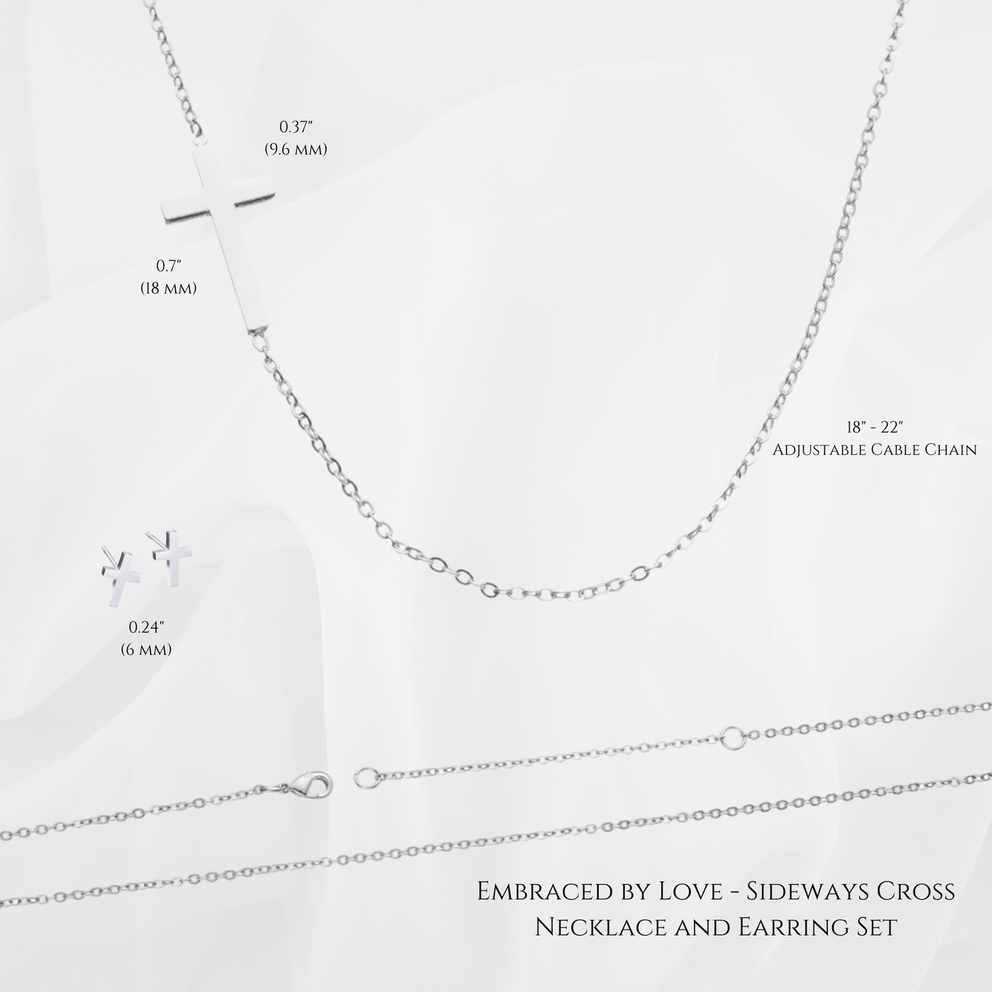 Embraced by Love - Sideways Cross Necklace and Earring Set