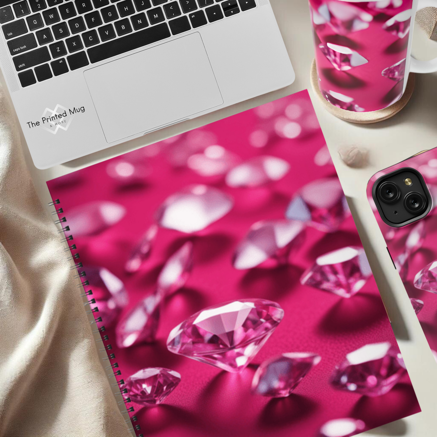 Pink Diamond Sparkle 8.5"x11" Hardcover Notebook