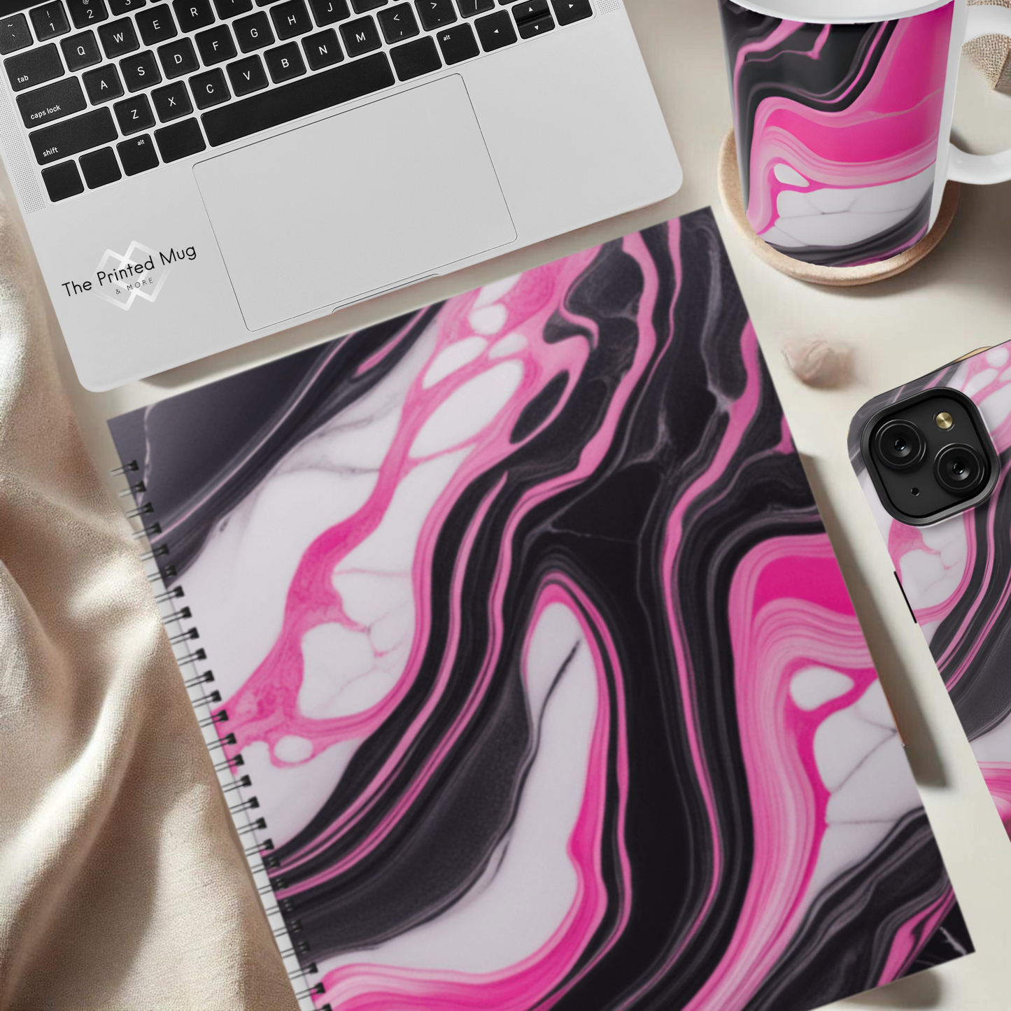 Pink Marble Rush 8.5"x11" Hardcover Notebook