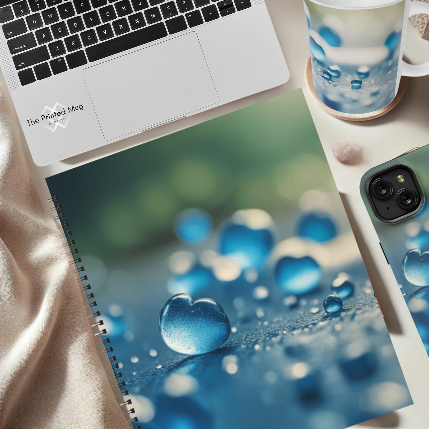 Blue Love Drops 8.5"x11" Hardcover Notebook