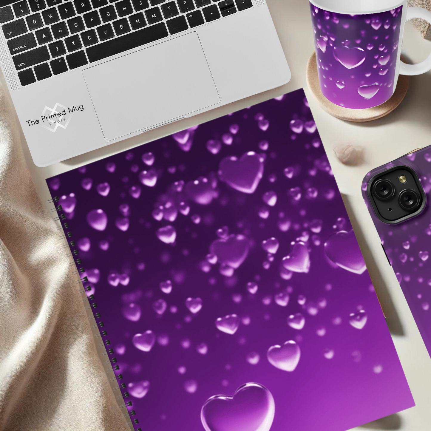 Purple Heart Shower 8.5"x11" Hardcover Notebook