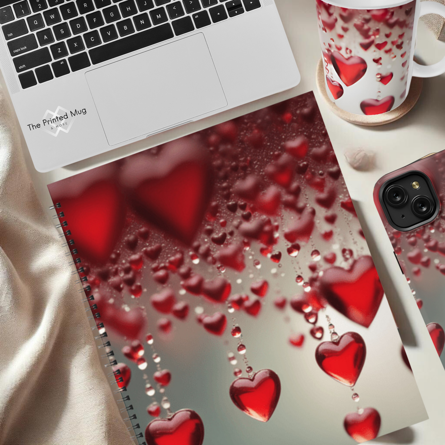 Red Heart Rain 8.5"x11" Hardcover Notebook