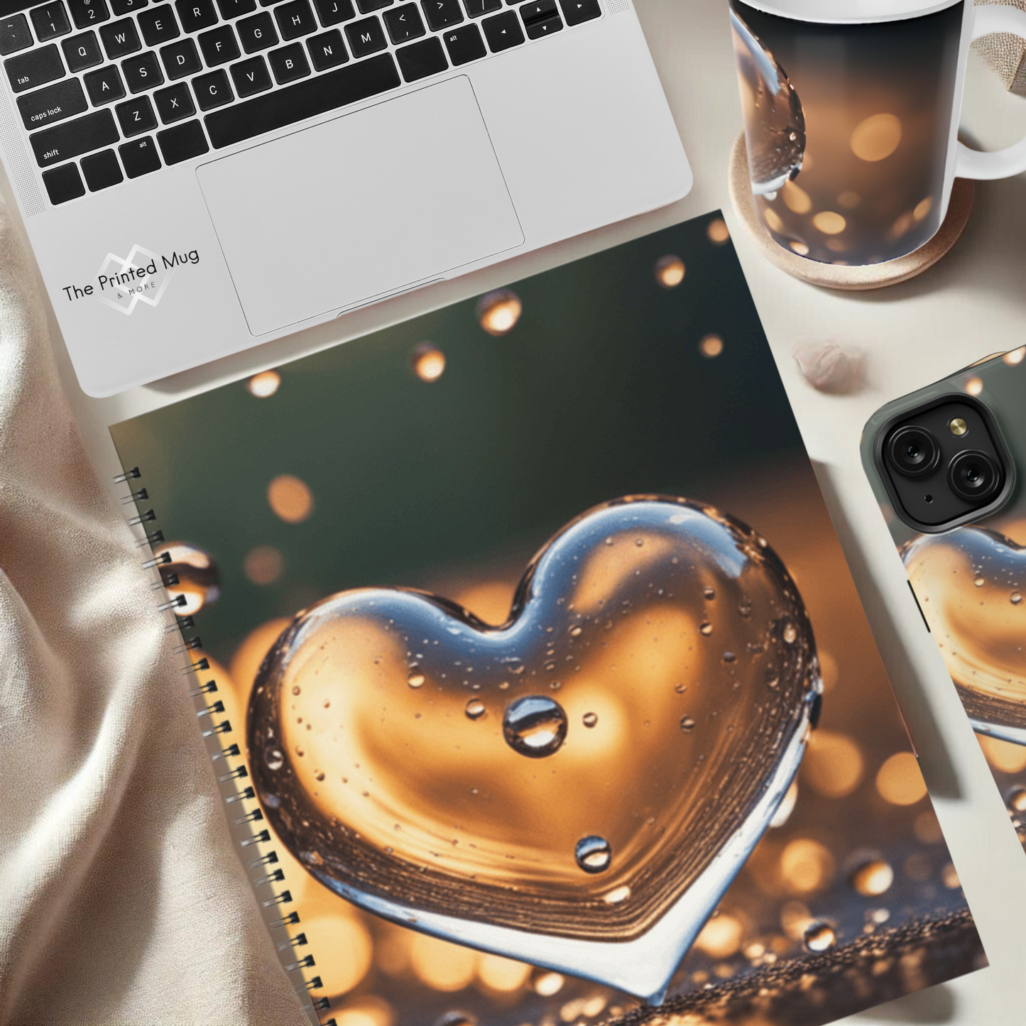 Sunset Heart Splash 8.5"x11" Hardcover Notebook