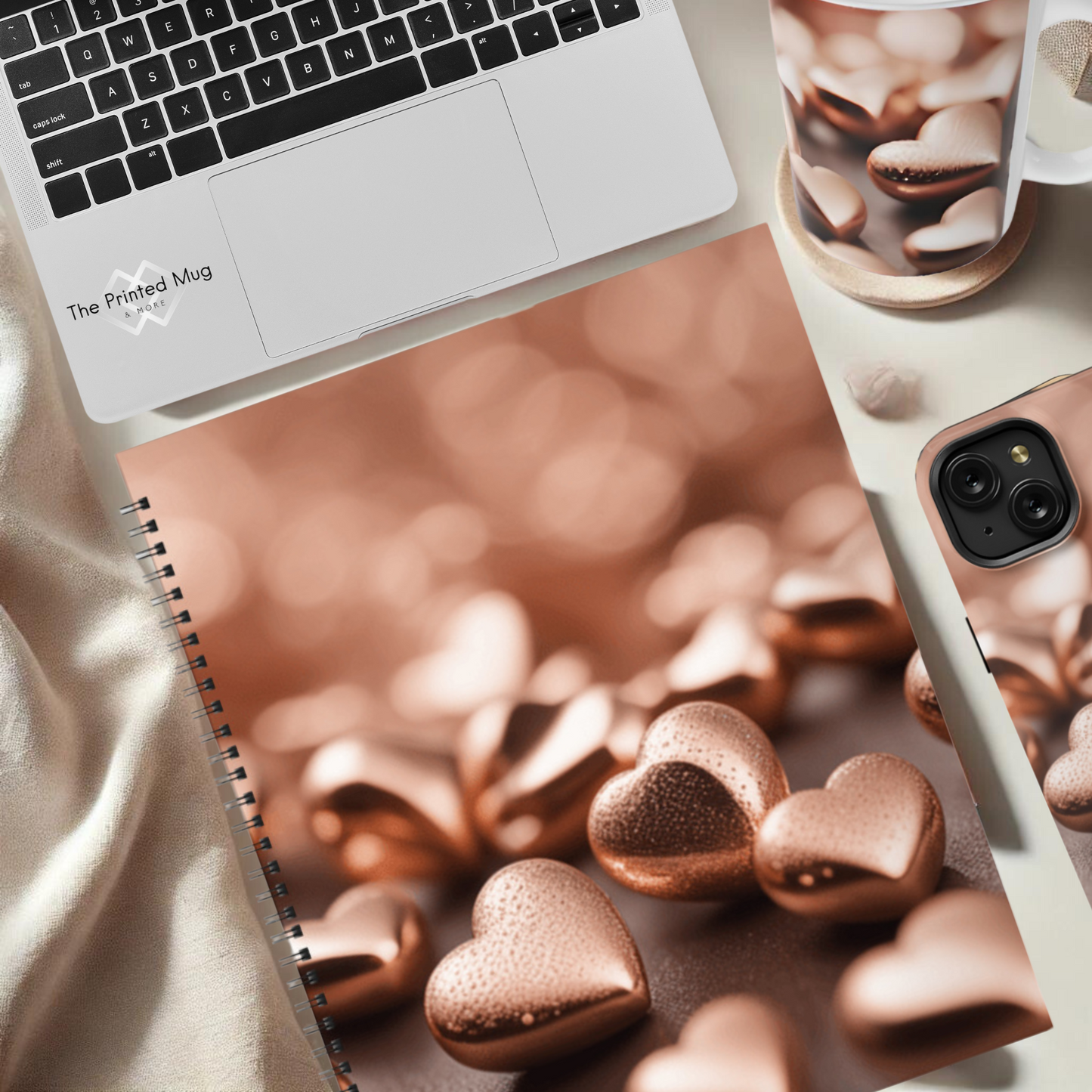 Bronzed Hearts 8.5"x11" Hardcover Notebook