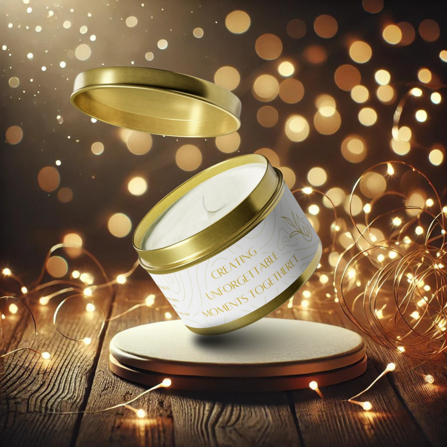 8oz Spa Retreat Gold Tin Candle – Unforgettable Moments