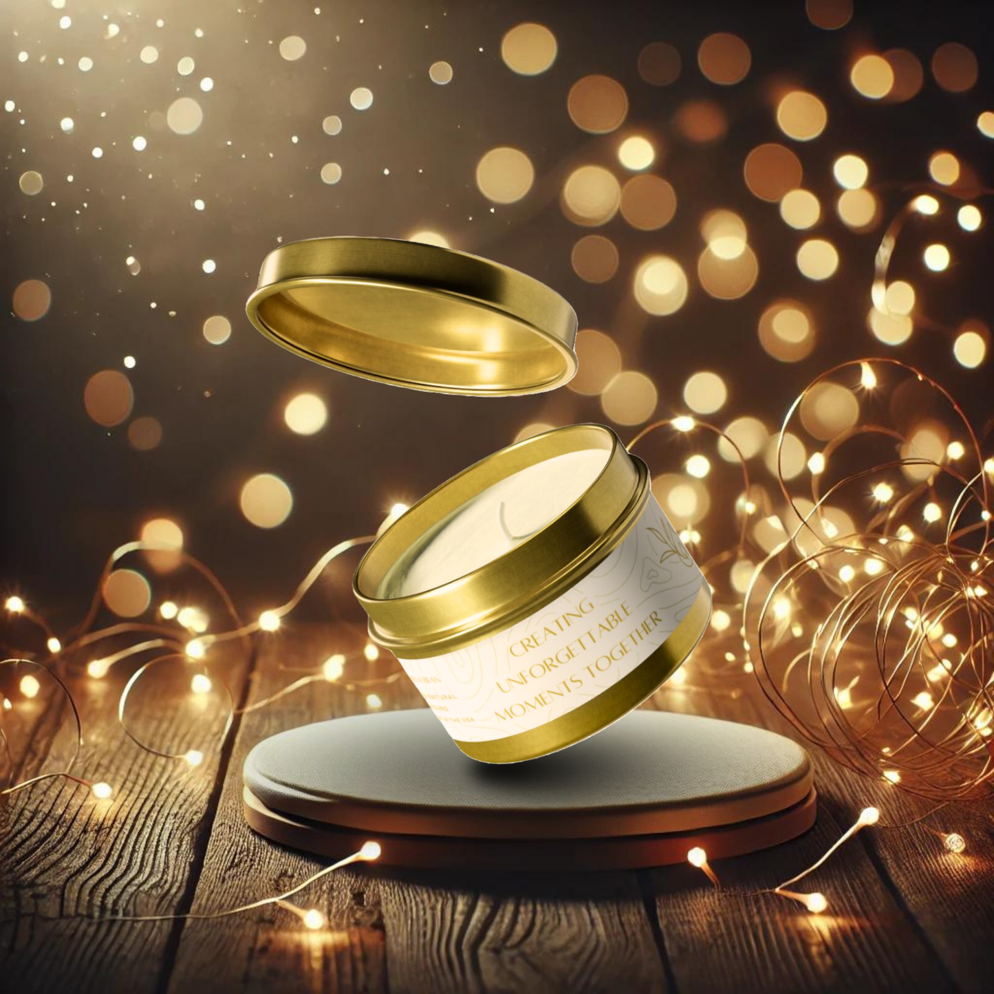 4oz Vanilla Bean Gold Tin Candle – Unforgettable Moments