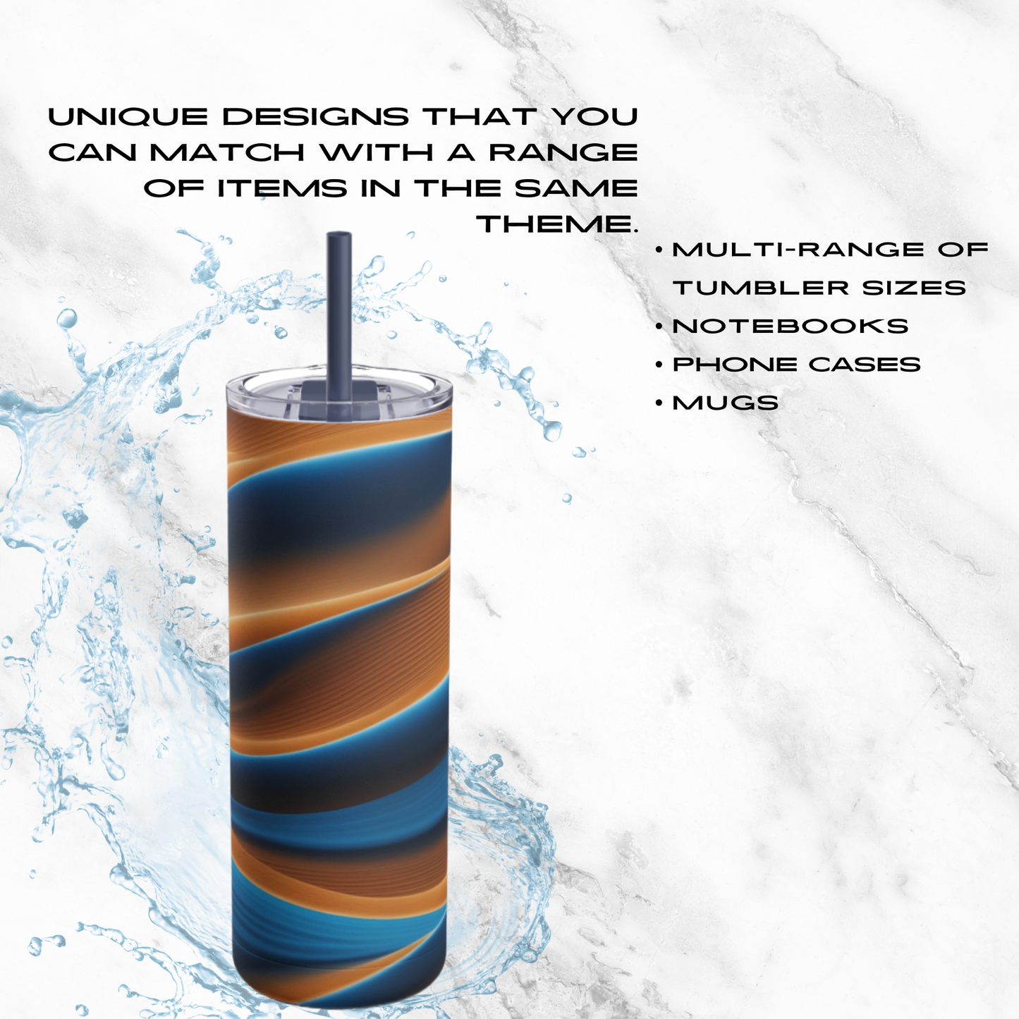 Desert Waves 20oz Skinny Tumbler - With Straw