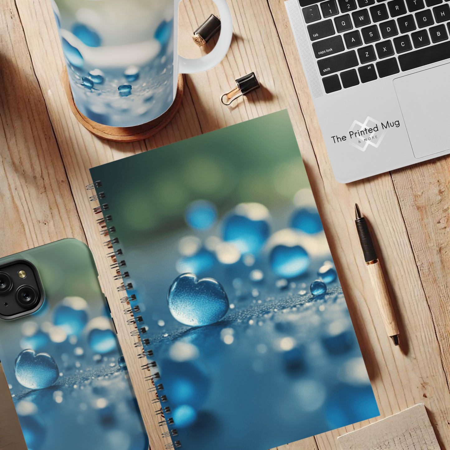 Blue Love Drops 5.5"x8.5" Hardcover Notebook