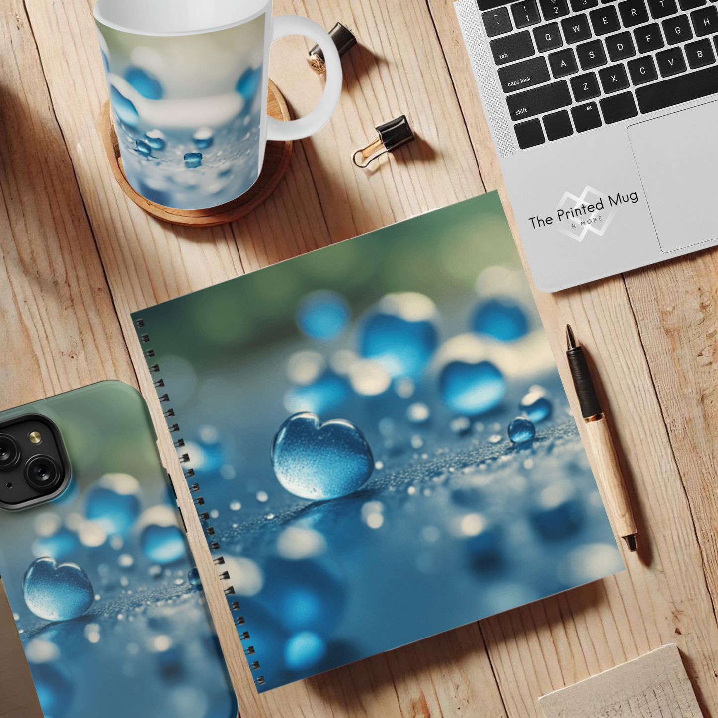 Blue Love Drops 8.5"x8.5" Hardcover Notebook
