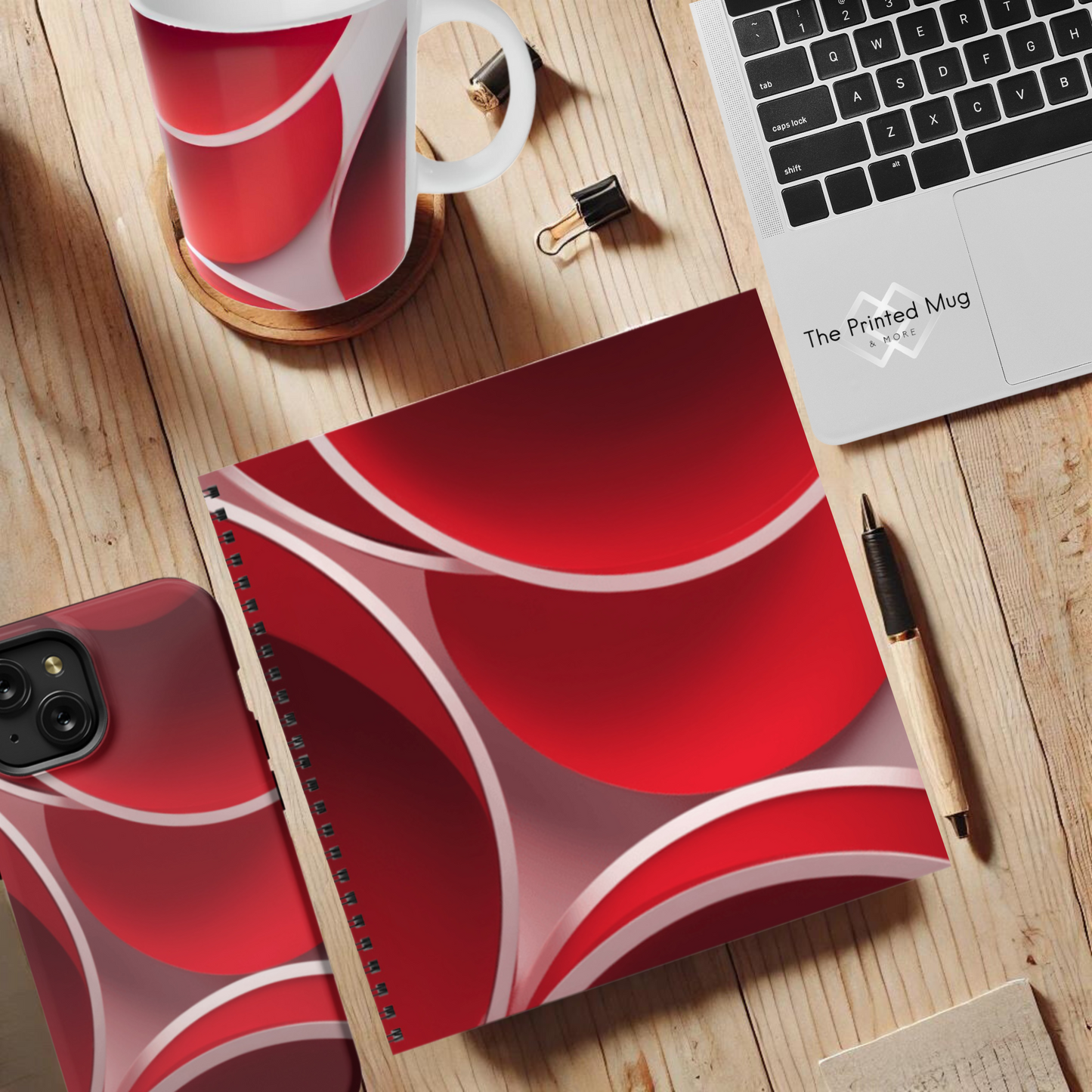 Crimson Curls 8.5"x8.5" Hardcover Notebook