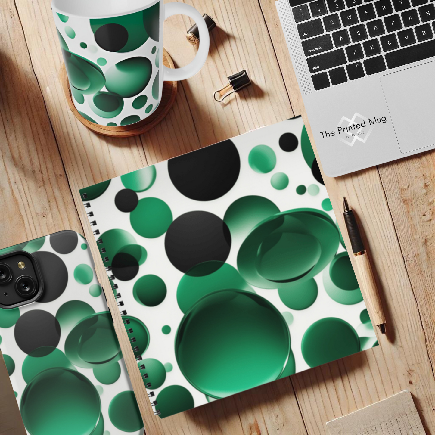 Emerald Bubbles 8.5"x8.5" Hardcover Notebook