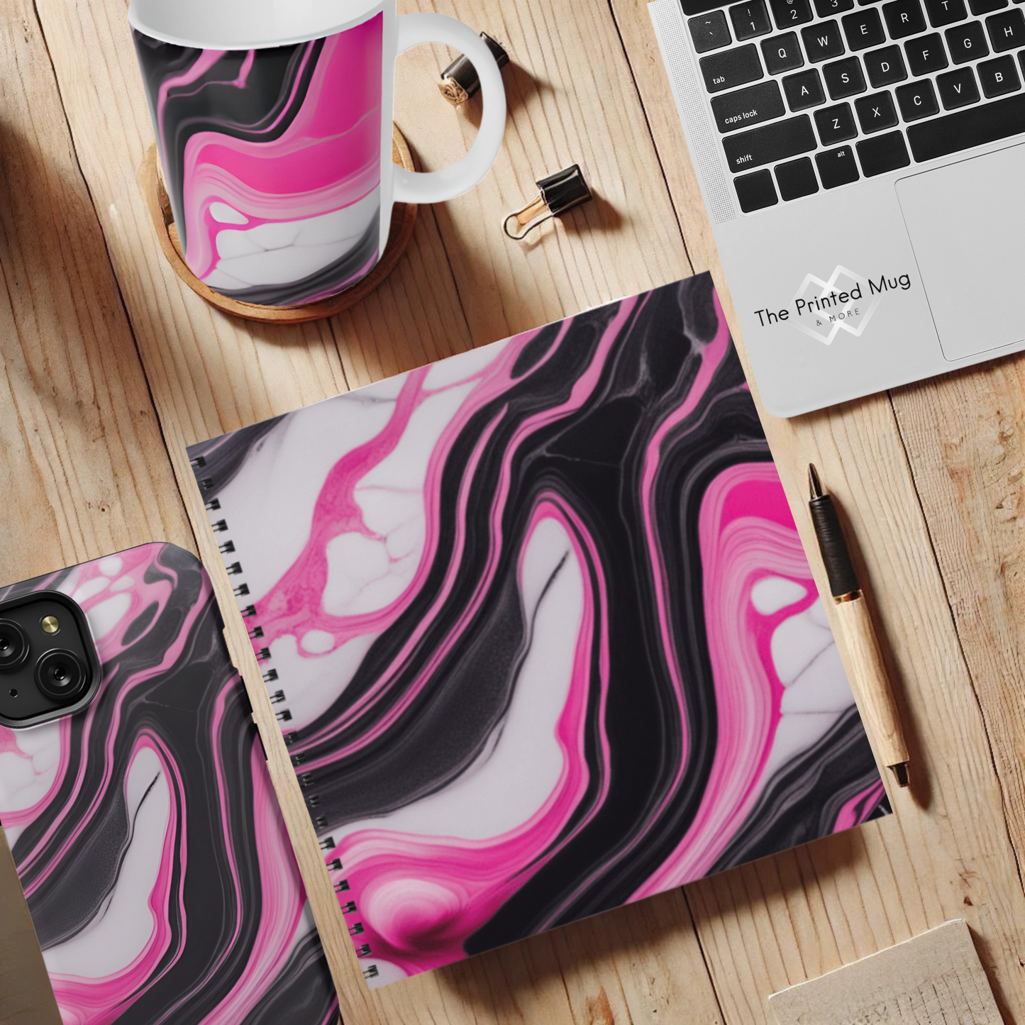 Pink Marble Rush 8.5"x8.5" Hardcover Notebook