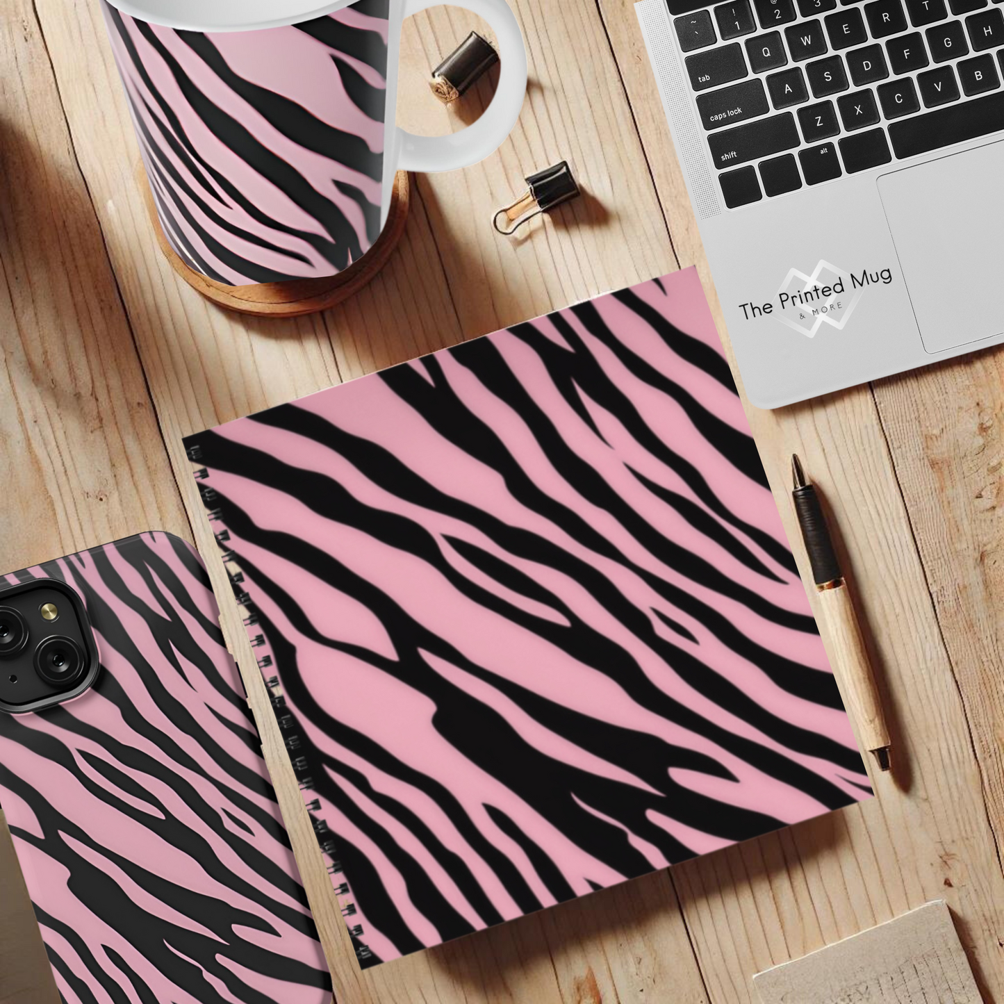 Pink Zebra Rush 8.5”x8.5” Hardcover Notebook