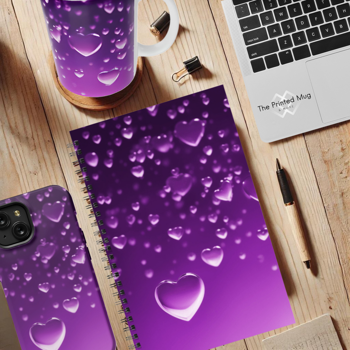 Purple Heart Shower 5.5"x8.5" Hardcover Notebook