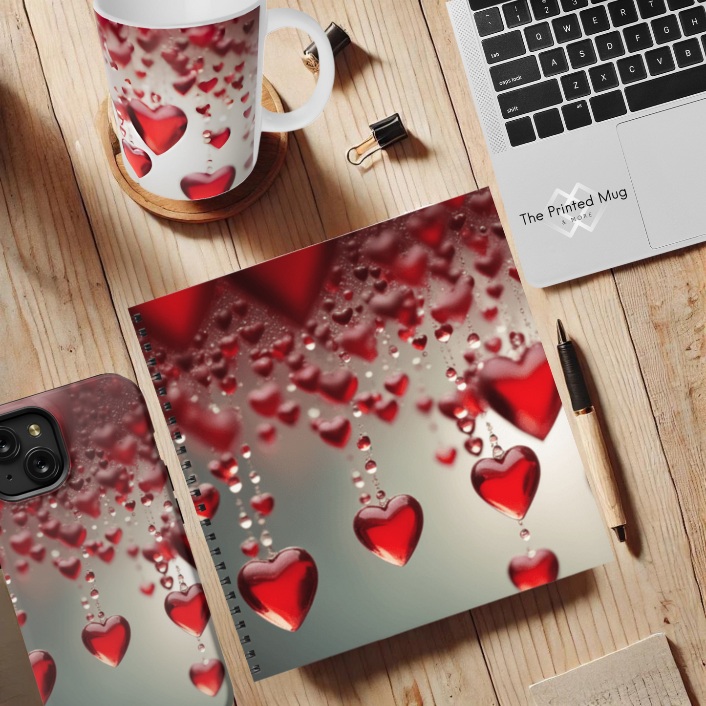 Red Heart Rain 8.5"x8.5" Hardcover Notebook